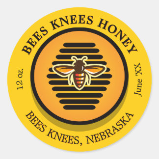 Bijen Knees Golden Honey Jar Classic Round Sticker