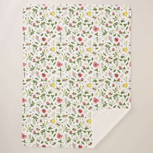 Bijen Ladybugs en Butterflies Sherpa Deken (Voorkant)