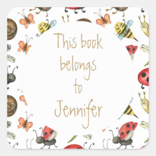 Bijen Ladybugs Garden Bug Custom Library Book Bord Vierkante Sticker