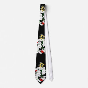 Bijen lieveheersbeestjes bloemen wit zwart Kunst v Stropdas