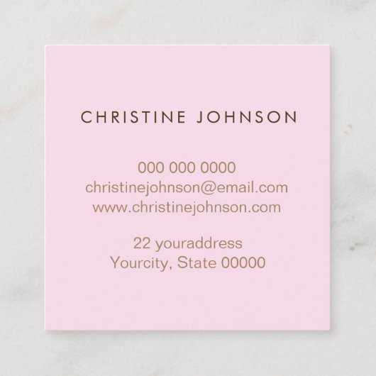 Bijen logo en wilde bloemen roze vierkante visitekaartje (Achterkant)