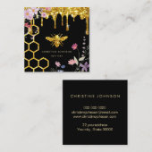 Bijen logo en wilde bloemen vierkante visitekaartje (Voorkant / Achterkant)