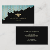 bijen logo honeycomb aqua blauwgroen gradiënt visitekaartje (Voorkant / Achterkant)