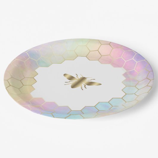 bijen logo papieren bordje (Gekanteld)