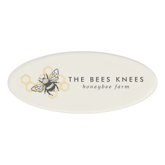  bijen Logo Rustische Honeybee Business Naambadge (Voorkant)