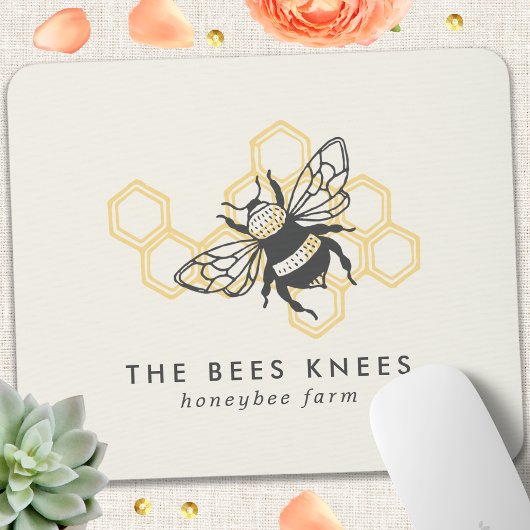  bijen Logo Rustische honingbij Muismat