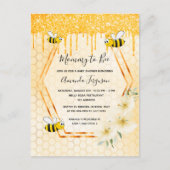Bijen mammie om baby shower te glitter-uitnodiging briefkaart (Voorkant)