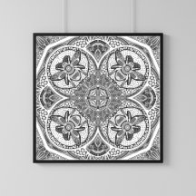 Bijen Mandala Natuur Art Print op aangepaste kleur