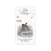 Bijen Merry Honey Gift Label Red Bow op SkepP (Voorkant)