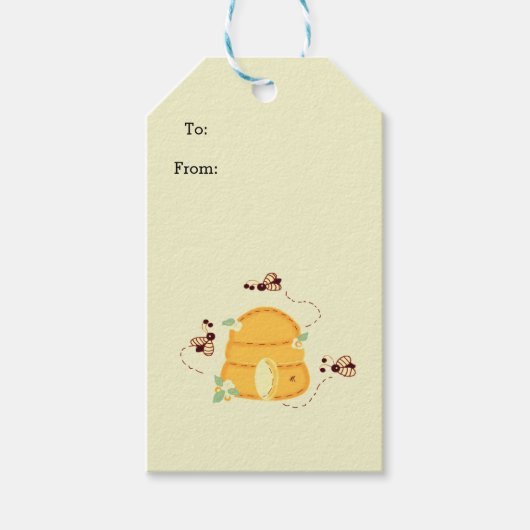Bijen met bijenkasten cadeaulabel (Voorkant)
