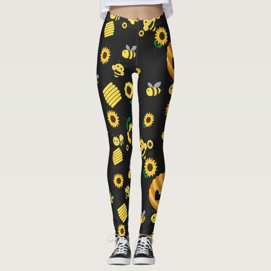 Bijen met bijenkasten en zonnebloemen leggings (Voorkant)
