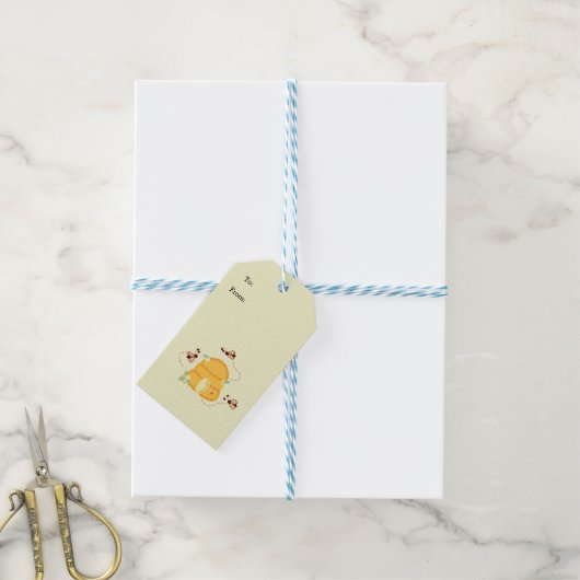 Bijen met Bijenkorven Cadeaulabel (Met Touw)