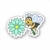 Bijen met Bloem.PNG Sticker (Voorkant)