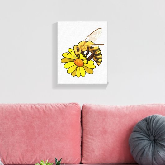 Bijen met bloesem canvas afdruk (Insitu (Woonkamer))