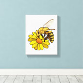 Bijen met bloesem canvas afdruk (Insitu (Houten vloer))