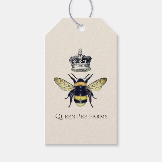 Bijen met Crown Apiary Boerderij Honing Producten Cadeaulabel (Voorkant)