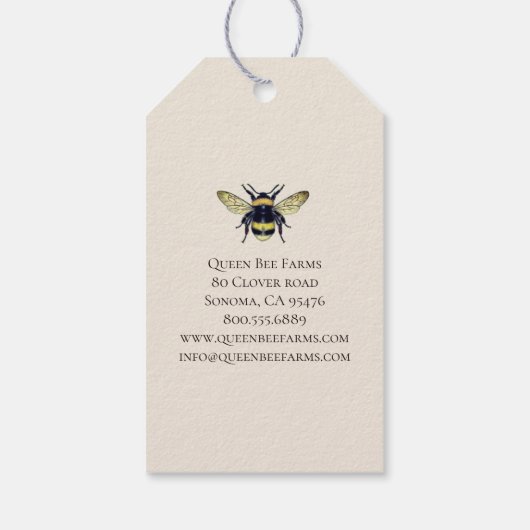 Bijen met Crown Apiary Boerderij Honing Producten Cadeaulabel (Achterkant)