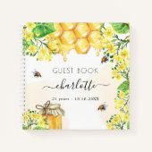 Bijen met een jaartal honinggeel meel notitieboek (Voorkant)