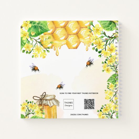 Bijen met een jaartal honinggeel meel notitieboek (Achterkant)