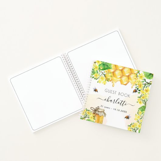 Bijen met een jaartal honinggeel meel notitieboek (Binnen)