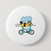 Bijen met fiets ronde button 7,6 cm (Voorkant)