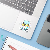 Bijen met fiets sticker (Laptop met iPhone)