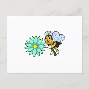 Bijen met Flower.PNG Briefkaart