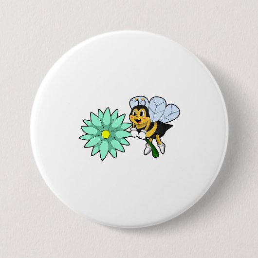 Bijen met Flower.PNG Ronde Button 7,6 Cm (Voorkant)