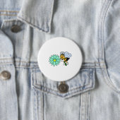Bijen met Flower.PNG Ronde Button 7,6 Cm (In situ)