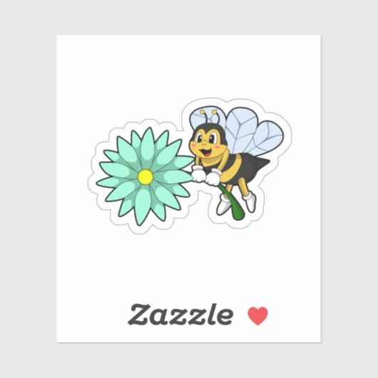 Bijen met Flower.PNG Sticker (Vel)