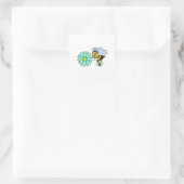 Bijen met Flower.PNG Vierkante Sticker (Tas)