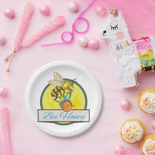 Bijen met Honey Jar imker Papieren Bordje (Feest)