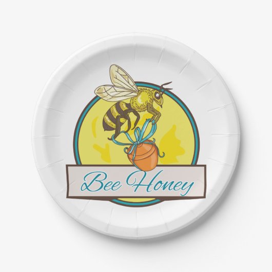 Bijen met Honey Jar imker Papieren Bordje (Voorkant)