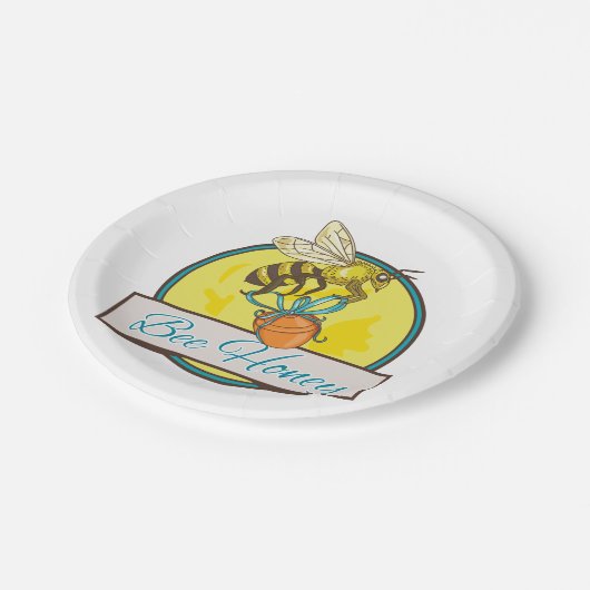 Bijen met Honey Jar imker Papieren Bordje (Gekanteld)