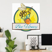 Bijen met Honey Jar  imker Poster (Thuiskantoor)
