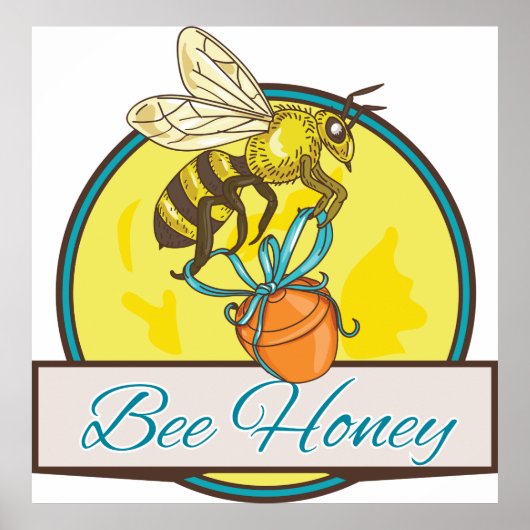 Bijen met Honey Jar imker Poster (Voorkant)