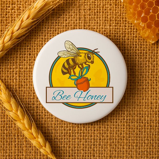 Bijen met Honey Jar  imker Ronde Button 7,6 Cm
