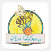 Bijen met Honey Jar  imker Vierkante Sticker (Voorkant)