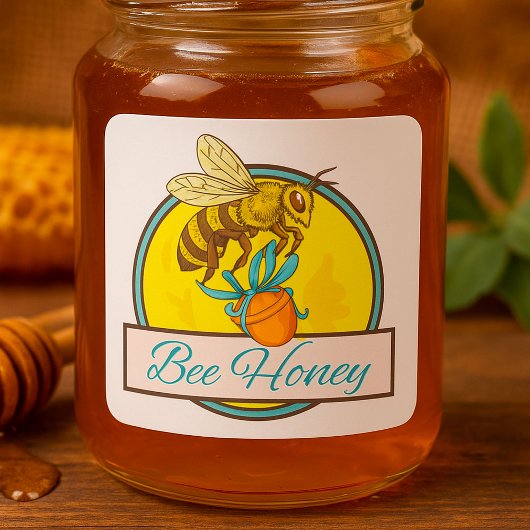 Bijen met Honey Jar  imker Vierkante Sticker