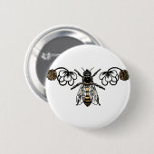 bijen met klaver ronde button 5,7 cm (Voorkant /achterkant)