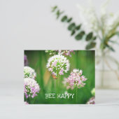 Bijen met Paarse Allium Garden Flower Motivatie Briefkaart (Staand voorkant)