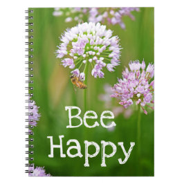 Bijen met Paarse Allium Garden Flower Motivatie Notitieboek