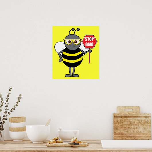 Bijen met stopteken: GGO Poster (Keuken)