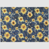 Bijen met zonnebloempitten Rustic Navy Wood Tissuepapier (Voorkant)