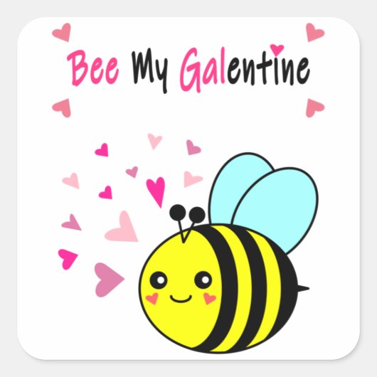 Bijen mijn Galentine Cute Valentijnsdag Square Sti Vierkante Sticker (Voorkant)