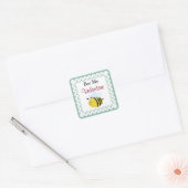 Bijen mijn Valentijn, staafbijen, groene strepen Vierkante Sticker (Envelop)