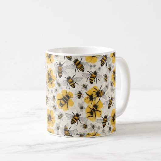 Bijen Mok: Charming Bee Design Koffiemok (Voorkant rechts)