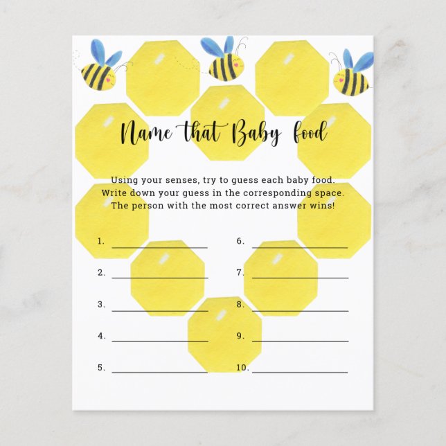 Bijen - noem het baby Voedsel douchespel (Voorkant)
