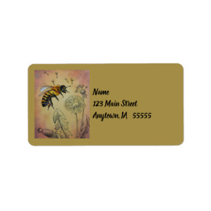  bijen nr. 4 Dandelion Waterverf Art. Etiket