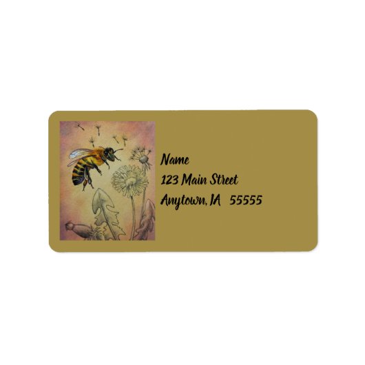  bijen nr. 4 Dandelion Waterverf Art. Etiket (Voorkant)